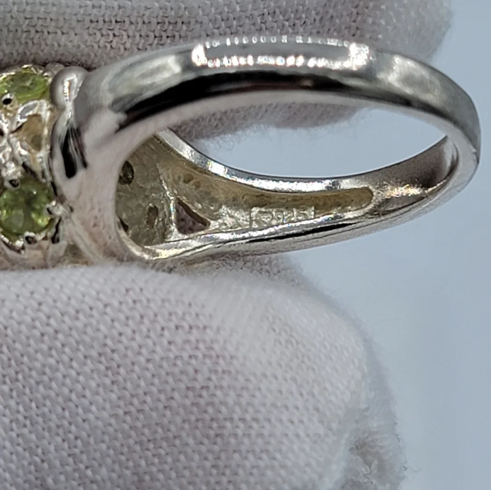 Silver 925 Ring With Green Stones #2351 - Picture 13 of 15